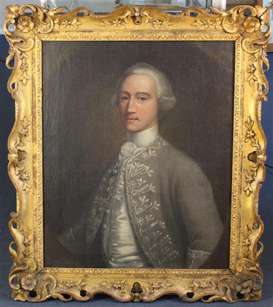 Follower of Arthur Devis (1712-1787) Portrait of Jonathan Ryth Esq., 30.5 x 25.5in.